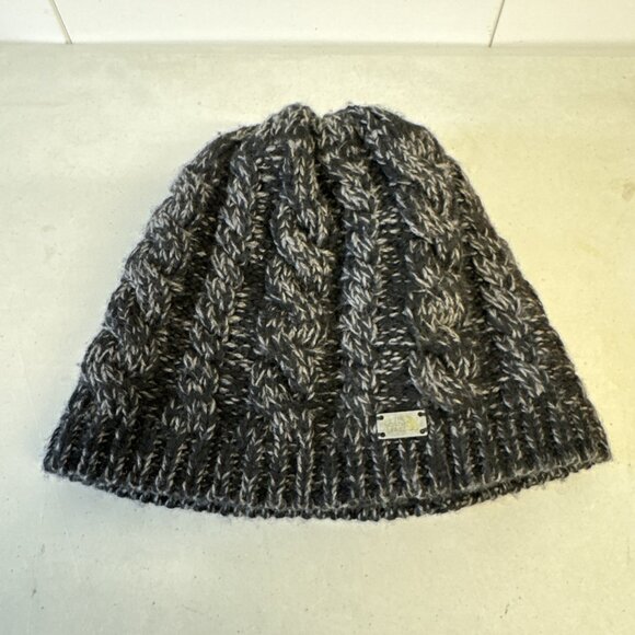 THE NORTH FACE Women’s Black Gray Marled Knit Fleece Lined Beanie Hat OS - Picture 1 of 5
